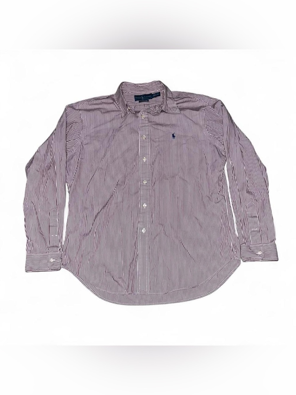 Polo Ralph Lauren Shirt Red White Stripe Oxford Classic Fit Button Down